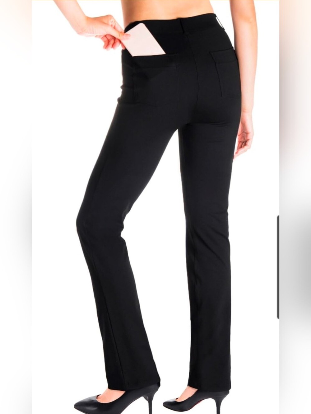 NWT YOGIPACE Straight Leg Yoga Dress Pants, Back Pockets Black Small New